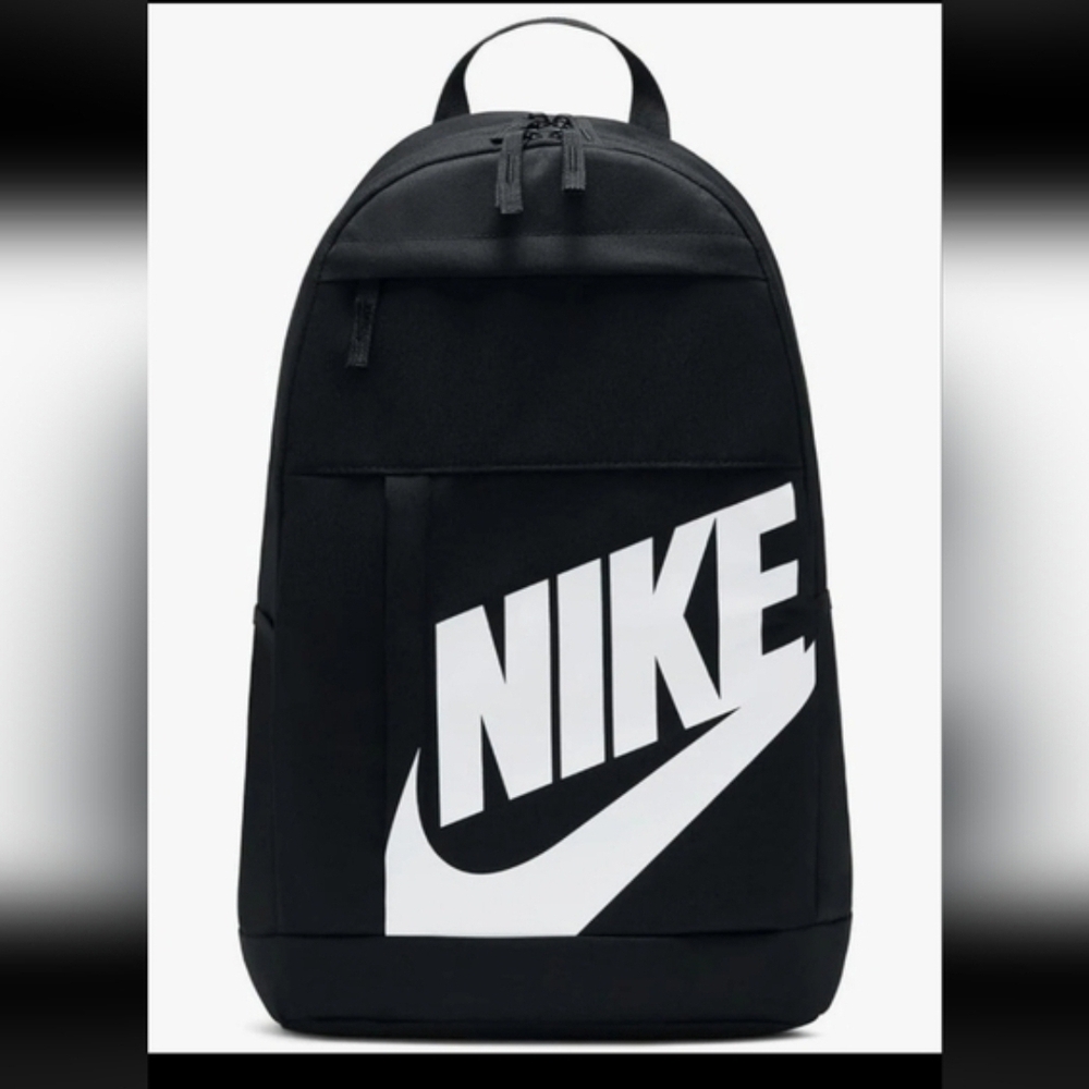Nike Black Backpack with White Oversized Logo - Men's